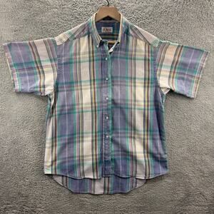 Orvis Men's Madras Plaid Shirt Sz 14 Multicolor Short Sleeve Lightweight‎ Cotton